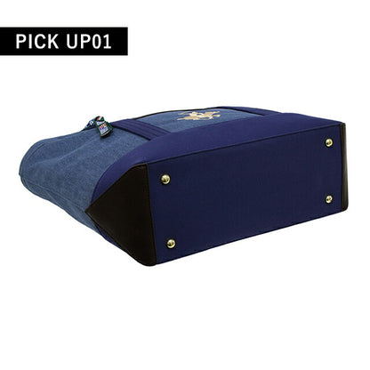 ビバリーヒルズポロクラブ トートバッグ メンズ レディース ブランド キャンバストートバッグL Cotton 157202 BL NV WH バッグ BH1008N-BLNVWH