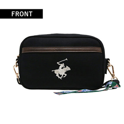ビバリーヒルズポロクラブ ショルダバック メンズ レディース ブランド キャンバスショルダーバッグ Cotton 243904 BK BK WH バッグ BH1009N-BKBKWH