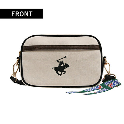ビバリーヒルズポロクラブ ショルダーバッグ メンズ レディース ブランド キャンバスショルダーバッグ Cotton 243906 IV BK BK バッグ BH1009N-IVBKBK
