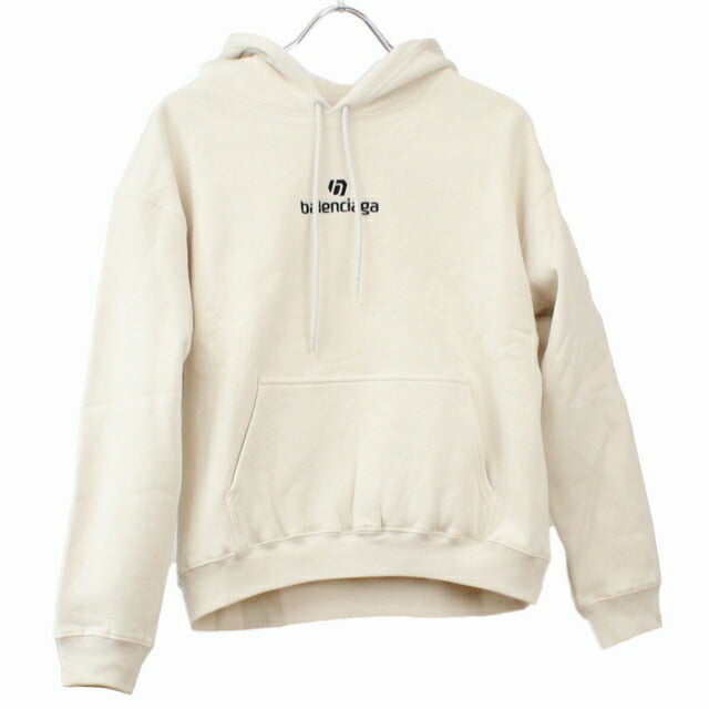 美品★20年 正規品 BALENCIAGA バレンシアガ 612959 ロゴデザイン クロップド プルオーバーパーカー レディース ブラック S ポルトガル製 バレンシアガ パーカー レディース ブランド BALENCIAGA ポルトガル