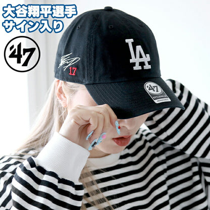 47BRAND キャップ 大谷翔平 サイン入り メンズ レディース ブランド ドジャース ’47 クリーンナップ Black 帽子 B-RGW12GWSNL-BKM-SI
