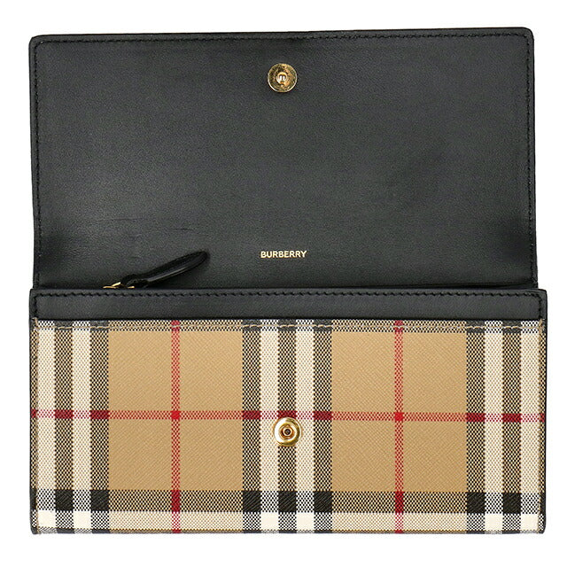 BURBERRY 長財布 ブラック/ベージュ バーバリー 長財布 レディース ブランド BURBERRY ROMANIA 8057972
