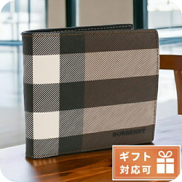 バーバリー 二折財布小銭入付き メンズ ブランド 熱可塑性ポリウレタン コットン 8052802 DARK BIRCH BROWN ブラウン系 マルチカラー 財布 BUR8052802011