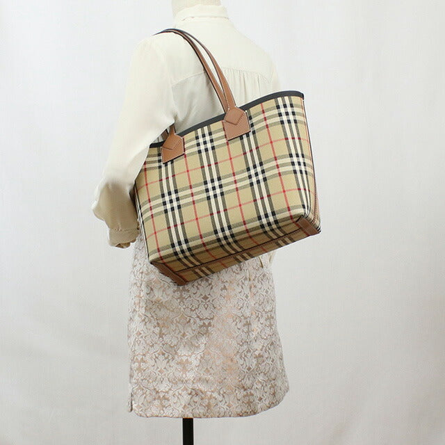 バーバリー トートバッグ レディース ブランド コットン、レザー イタリア 8066163 BRIAR BROWN-BLACK ブラウン系 マルチカラー バッグ BUR8066163011