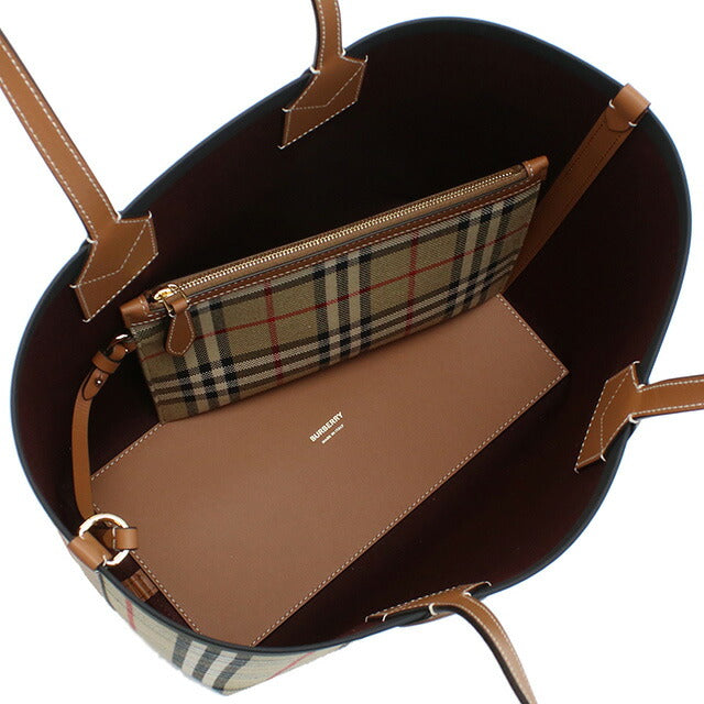 バーバリー トートバッグ レディース ブランド コットン、レザー イタリア 8066163 BRIAR BROWN-BLACK ブラウン系 マルチカラー バッグ BUR8066163011