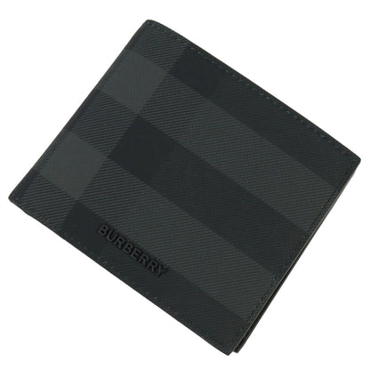 バーバリー 二折財布小銭入付き メンズ コットン 熱可塑性ポリウレタン ルーマニア 8070201 CHARCOAL ブラック グレー系 財布 BUR8070201011