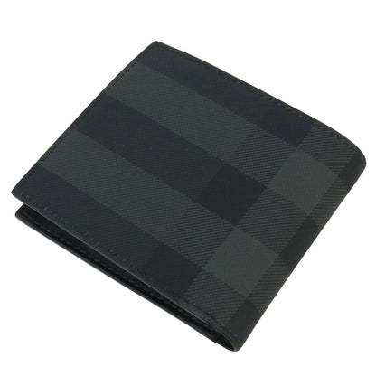 バーバリー 二折財布小銭入付き メンズ コットン 熱可塑性ポリウレタン ルーマニア 8070201 CHARCOAL ブラック グレー系 財布 BUR8070201011