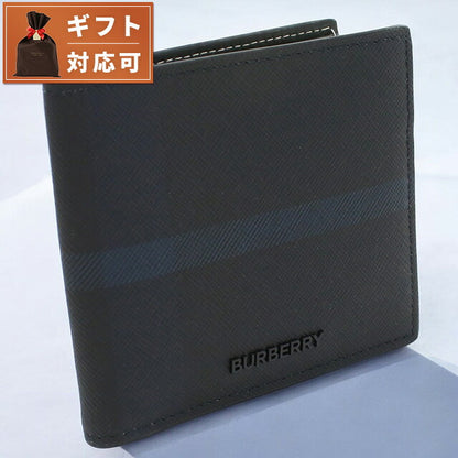 バーバリー 二折財布 メンズ ブランド BURBERRY モルドバ 8074692 NAVY ネイビー系 ブラック 財布 BUR8074692011