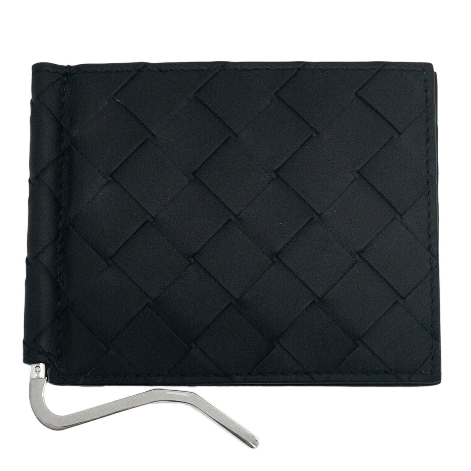 ボッテガヴェネタ BOTTEGA VENETA 749404 VCPQ4 8803 イントレチャート マネークリップ付 二つ折り財布（小銭入れ無し） ブラック メンズ BWBO00186M