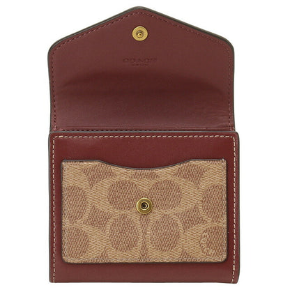 コーチ COACH CF937 B4S55 ウィン カラーブロック シグネチャー キャンバス 三つ折り財布 スモール ウォレット タン ワイン レディース 記念品 ギフト BWCO01104L
