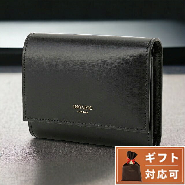 ジミーチュウ JIMMY CHOO MARINDA TAZ BLACK LIGHT GOLD マリンダ 三つ折り財布 ミニ財布 ブラック レディース MARINDA TRI-FOLD WALLET BWJM00234L