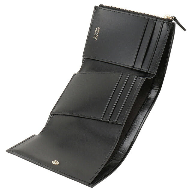 ジミーチュウ JIMMY CHOO MARINDA TAZ BLACK LIGHT GOLD マリンダ 三つ折り財布 ミニ財布 ブラック レディース MARINDA TRI-FOLD WALLET BWJM00234L