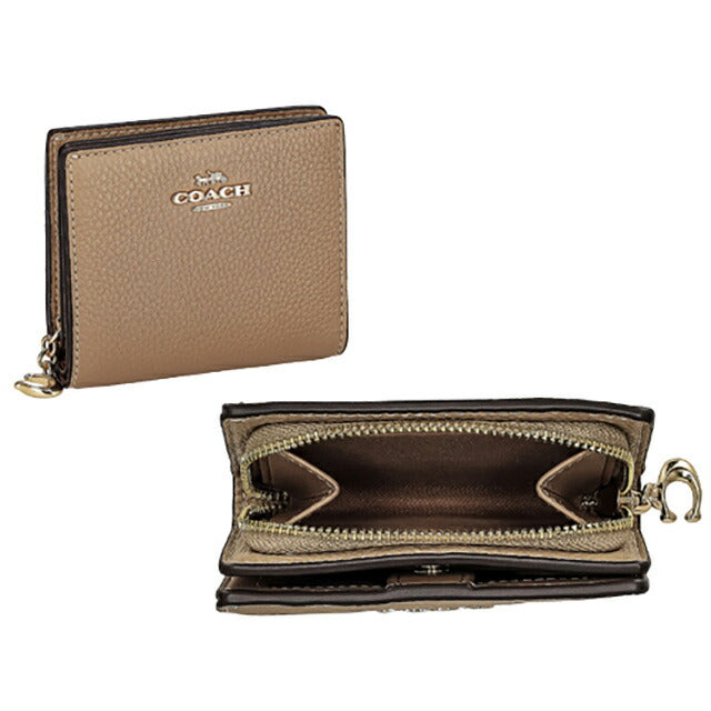 コーチ 二つ折り財布 レディース ブランド COACH レザー C2862 IMTAU 1 トープ/ベージュ C2862-IMTAU-1