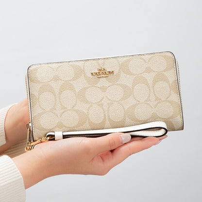 コーチ 長財布 レディース ブランド COACH シグネチャー C4452 IMDQC 1 ライトカーキチョーク ベージュ C4452-IMDQC-1