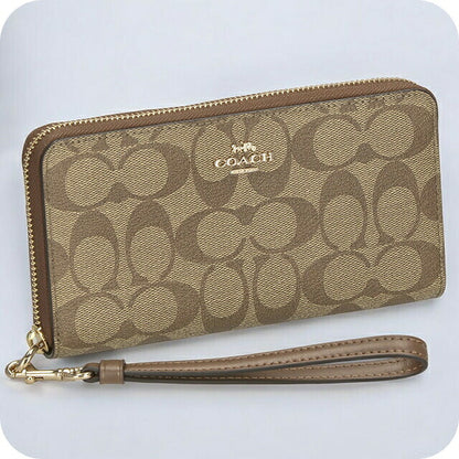 コーチ 長財布 レディース ブランド COACH シグネチャー C4452 IME74 1 カーキ サドル 2 ブラウン C4452-IME74-1