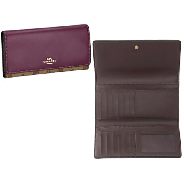コーチ 長財布 レディース ブランド COACH C5966 IMRSF 1 パープル/ベージュ C5966-IMRSF-1