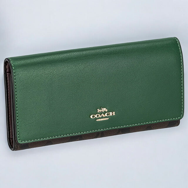 コーチ 長財布 レディース ブランド COACH C5966 IMW7C 1 グリーン/ブラウン C5966-IMW7C-1