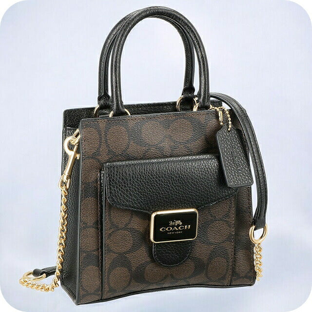 コーチ ハンドバッグ レディース ブランド COACH シグネチャー C7228 IMAA8 1 ダークブラウン ブラック C7228-IMAA8-1