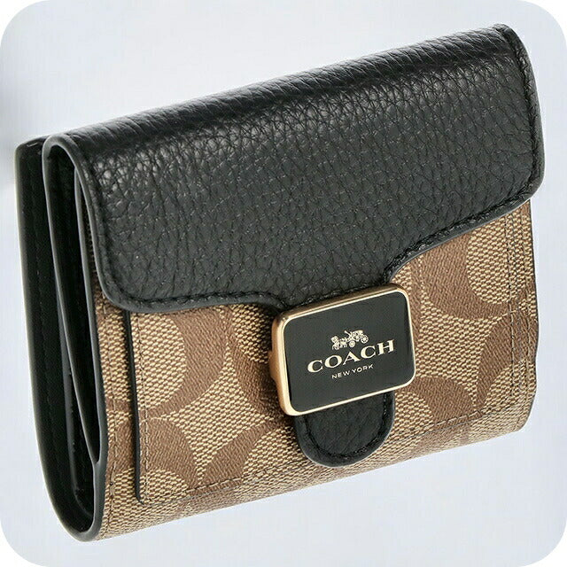 コーチ 二つ折り財布 レディース ブランド COACH シグネチャー レザー C7805 IMLOV 1 カーキ/ブラックマルチ C7805-IMLOV-1