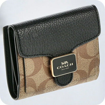 コーチ 二つ折り財布 レディース ブランド COACH シグネチャー レザー C7805 IMLOV 1 カーキ/ブラックマルチ C7805-IMLOV-1