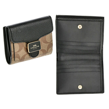 コーチ 二つ折り財布 レディース ブランド COACH シグネチャー レザー C7805 IMLOV 1 カーキ/ブラックマルチ C7805-IMLOV-1