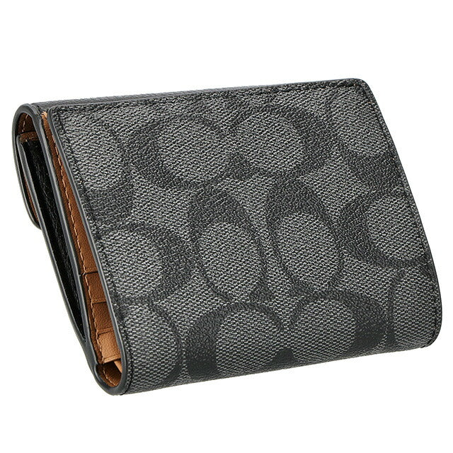 コーチ 二つ折り財布 レディース ブランド COACH シグネチャー レザー C7805 SVTSQ 1 グラファイト/ブラック C7805-SVTSQ-1