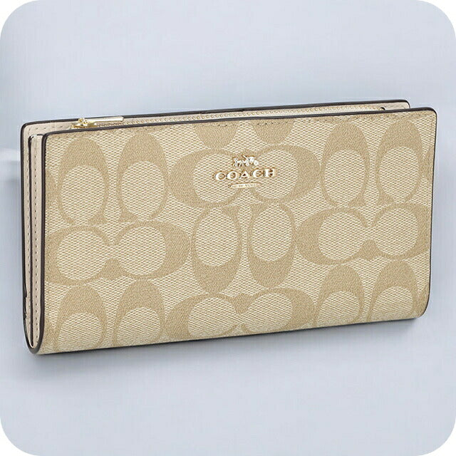 コーチ 長財布 メンズ レディース ブランド COACH シグネチャー C8714 IMDQC 1 ライトベージュ C8714-IMDQC-1