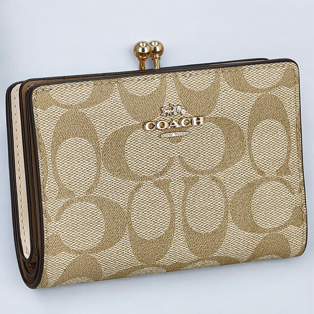 コーチ 二つ折り財布 レディース ブランド COACH シグネチャー C8724 IMDQC 1 ライトカーキ/チョーク C8724-IMDQC-1
