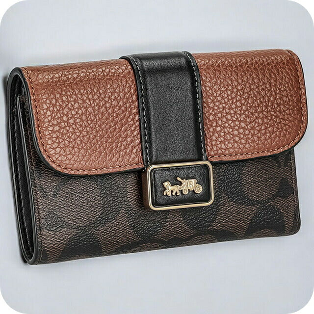 コーチ 二つ折り財布 レディース ブランド COACH シグネチャー CC060 IMW6R 1 ブラウン CC060-IMW6R-1