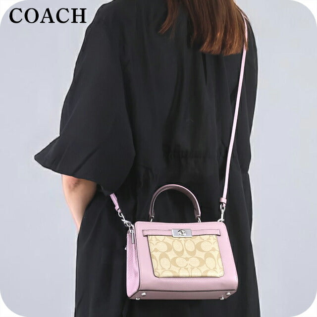 コーチ ハンドバッグ レディース ブランド COACH シグネチャー CC977 SVV7O ライトカーキ/ピンク CC977-SVV7O-1