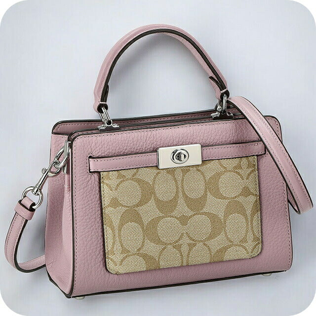 コーチ ハンドバッグ レディース ブランド COACH シグネチャー CC977 SVV7O ライトカーキ/ピンク CC977-SVV7O-1