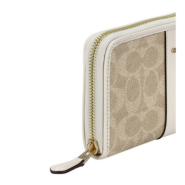 コーチ 長財布 レディース ブランド COACH CCQ07 IMXDM ライトベージュ/ホワイト ウォレット 高級 おしゃれ プレゼント 実用的