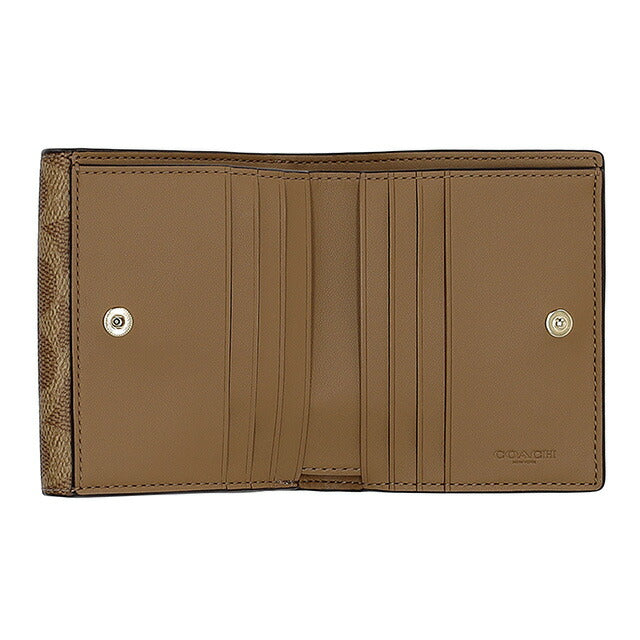 コーチ 二つ折り財布 レディース ブランド COACH CCQ09 IMXI9 ブラウン/ベージュ ウォレット 高級 おしゃれ プレゼント 実用的