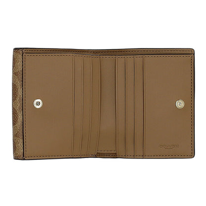 コーチ 二つ折り財布 レディース ブランド COACH CCQ09 IMXI9 ブラウン/ベージュ ウォレット 高級 おしゃれ プレゼント 実用的