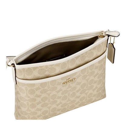 蔻驰单肩包女士品牌 COACH CCQ21 IMXDM 浅米色/白色斜挎包奢华时尚礼物女士实用可爱