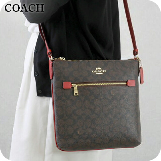 コーチ ショルダーバッグ レディース ブランド COACH CCQ27 IMXD0 ダークブラウン/レッド 斜めがけ 高級 おしゃれ プレゼント 女性 実用的 かわいい