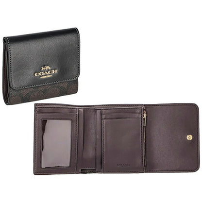 コーチ 三つ折り財布 メンズ レディース ブランド COACH シグネチャー CE930 IMAA8 1 ブラック/ブラウン CE930-IMAA8-1