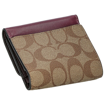 コーチ 三つ折り財布 レディース ブランド COACH シグネチャー CE930 IMRSF 1 カーキブラウン/パープル CE930-IMRSF-1