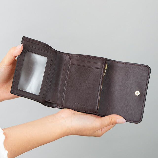 コーチ 三つ折り財布 レディース ブランド COACH シグネチャー CE930 IMRSF 1 カーキブラウン/パープル CE930-IMRSF-1