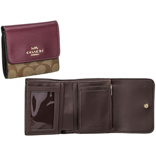 コーチ 三つ折り財布 レディース ブランド COACH シグネチャー CE930 IMRSF 1 カーキブラウン/パープル CE930-IMRSF-1