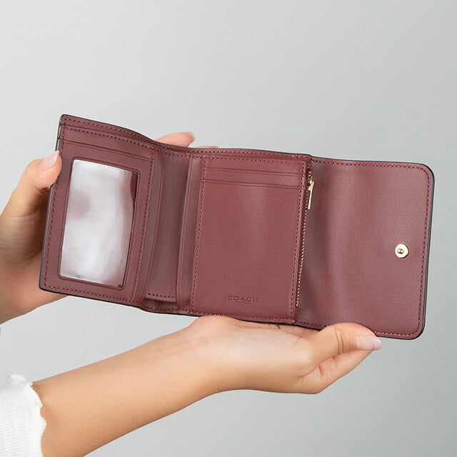 コーチ 三つ折り財布 レディース ブランド COACH シグネチャー CE930 IMRVQ 1 レッド/ブラウン CE930-IMRVQ-1
