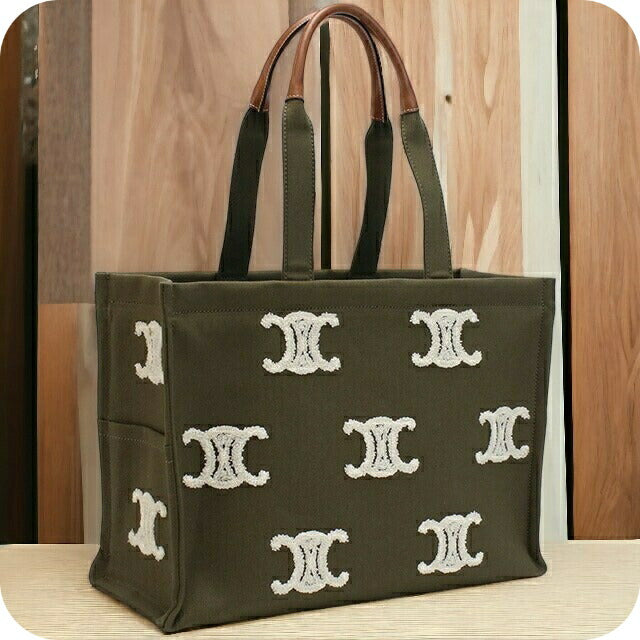 セリーヌ トートバッグ レディース キャンバス カーフ イタリア 19676 KHAKI カーキ バッグ CEL19676011