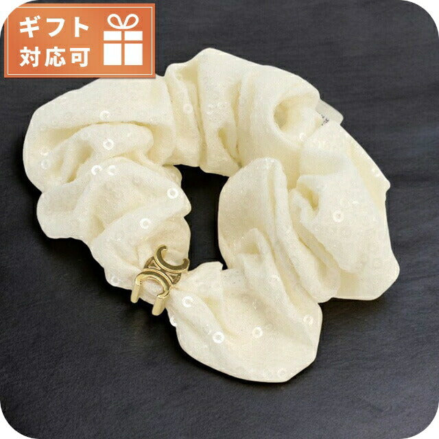 セリーヌ シュシュ レディース ブランド CELINE フランス 460ZC GOLD&amp;WHITE ホワイト系 ヘアアクセサリー CEL460ZC011