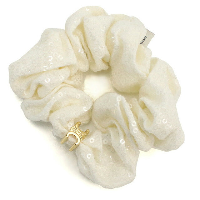 セリーヌ シュシュ レディース ブランド CELINE フランス 460ZC GOLD&amp;WHITE ホワイト系 ヘアアクセサリー CEL460ZC011
