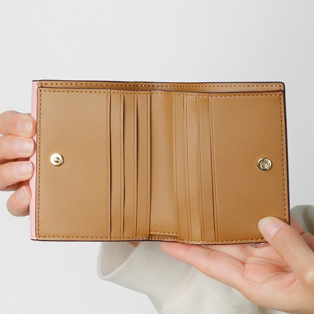 コーチ 二つ折り財布 レディース ブランド COACH シグネチャー CF472 IMV3C 1 ライトカーキベージュ/パウダーピンク CF472-IMV3C-1