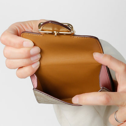 コーチ 二つ折り財布 レディース ブランド COACH シグネチャー CF472 IMV3C 1 ライトカーキベージュ/パウダーピンク CF472-IMV3C-1