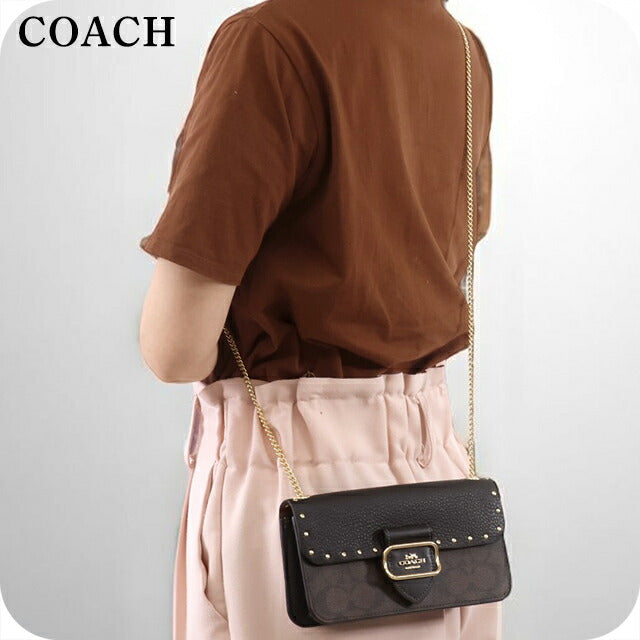 コーチ ショルダーバッグ レディース ブランド COACH シグネチャー CF474 IMOSN ダークブラウン/ブラック CF474-IMOSN-1