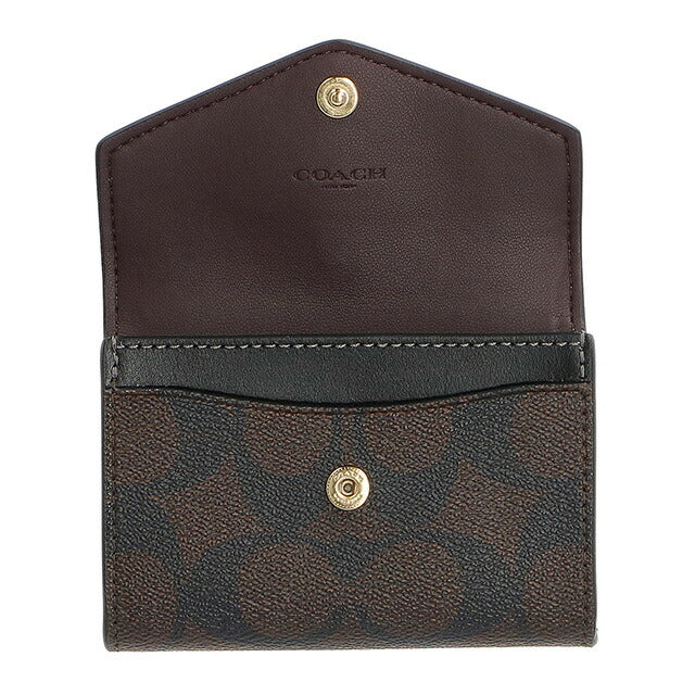 コーチ 名刺入れ レディース ブランド COACH シグネチャー CH202 IMAA8 1 ブラック/ブラウン CH202-IMAA8-1