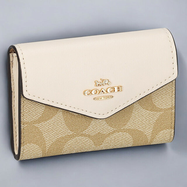 コーチ 名刺入れ レディース ブランド COACH シグネチャー CH202 IMDQC 1 ライトカーキ/チョーク CH202-IMDQC-1