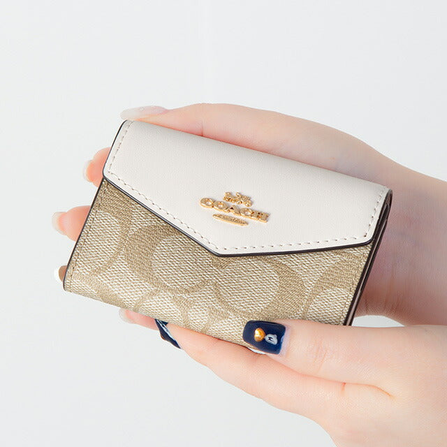 コーチ 名刺入れ レディース ブランド COACH シグネチャー CH202 IMDQC 1 ライトカーキ/チョーク CH202-IMDQC-1